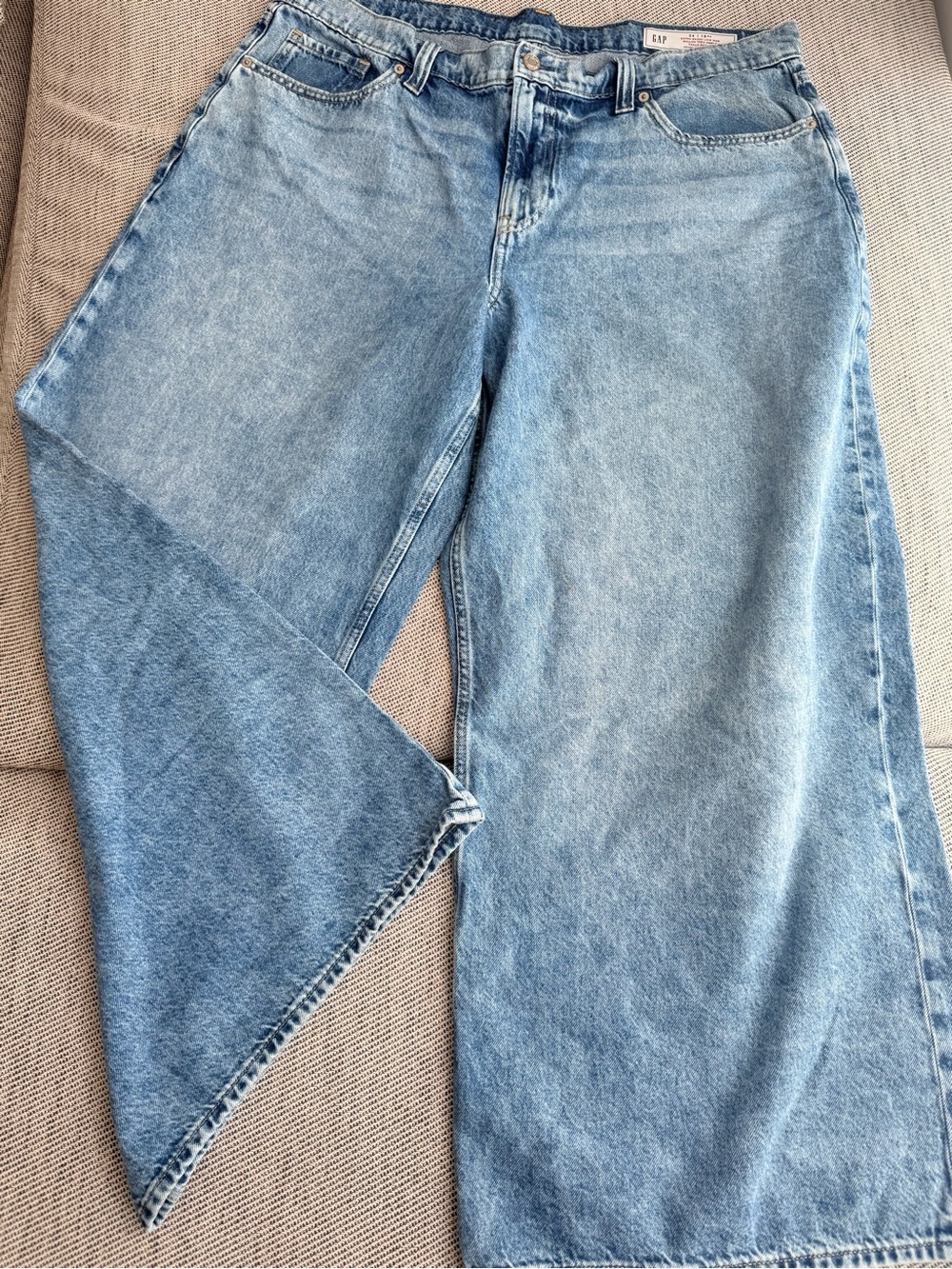 GAP Low Slung Extra Baggy Jeans in Light Blue Denim Size 18 - Picture 3 of 6